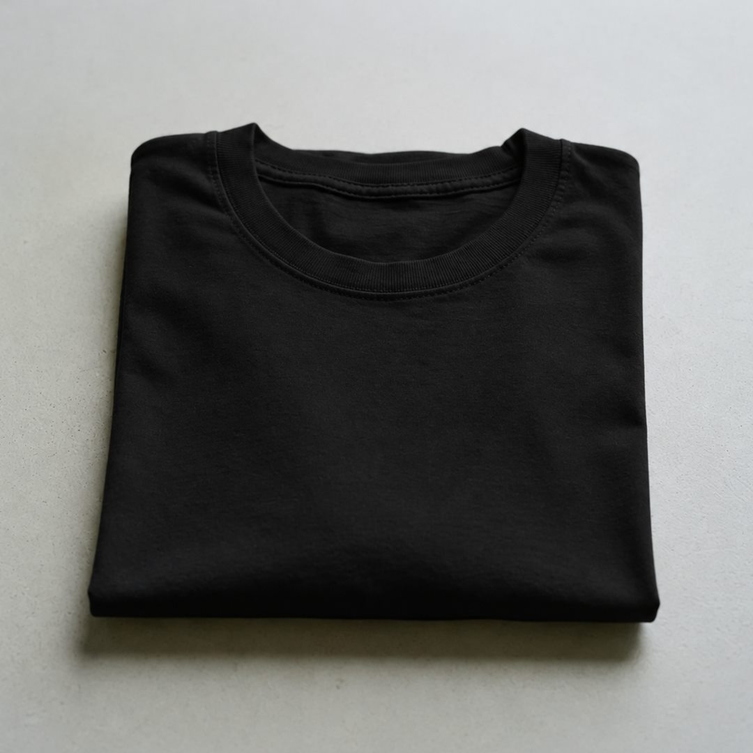 Camisa Muscle Fit negra, doblada
